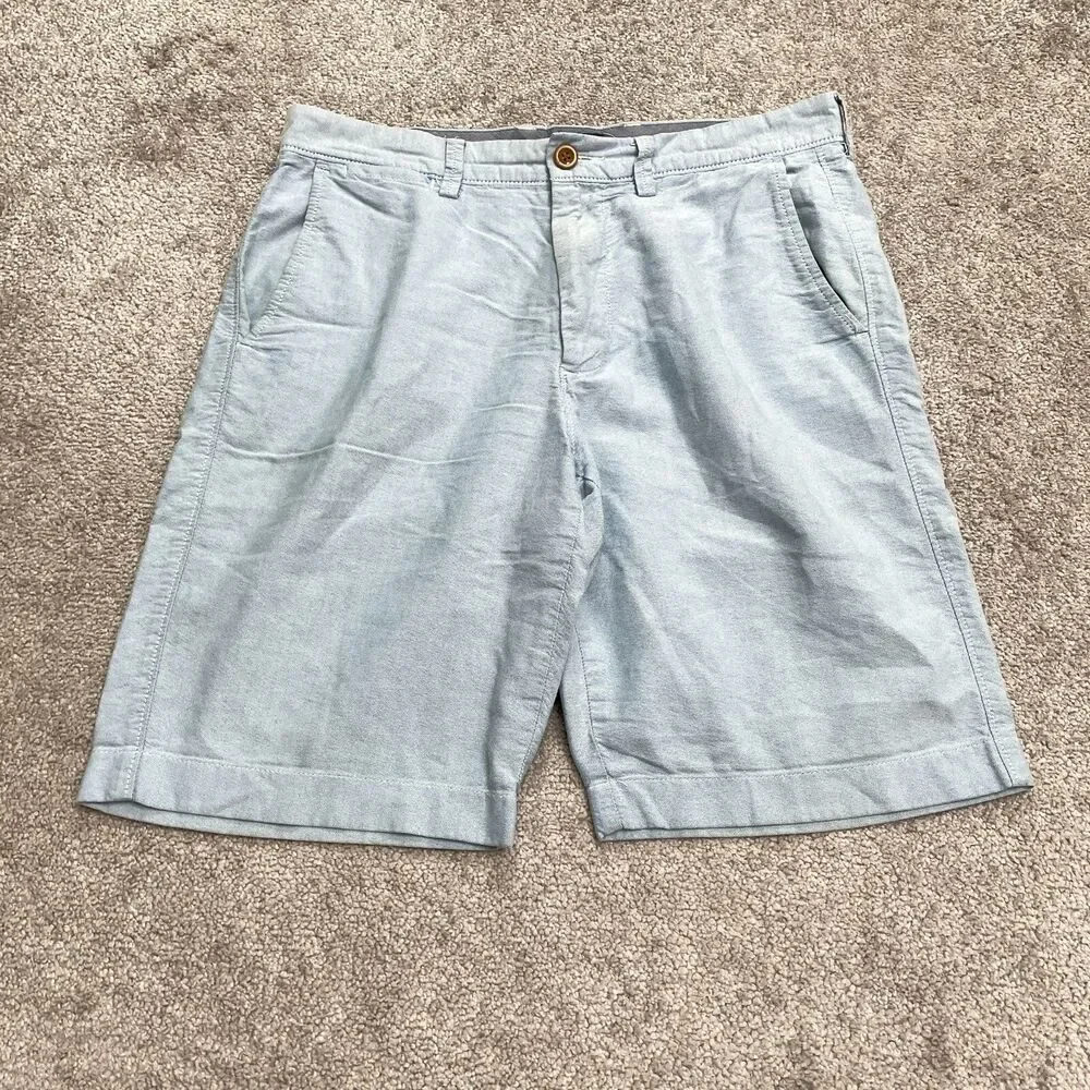 J.Crew Club Chino Shorts Mens Size 31 Blue Cotton Flat Front 11 Inch Casual